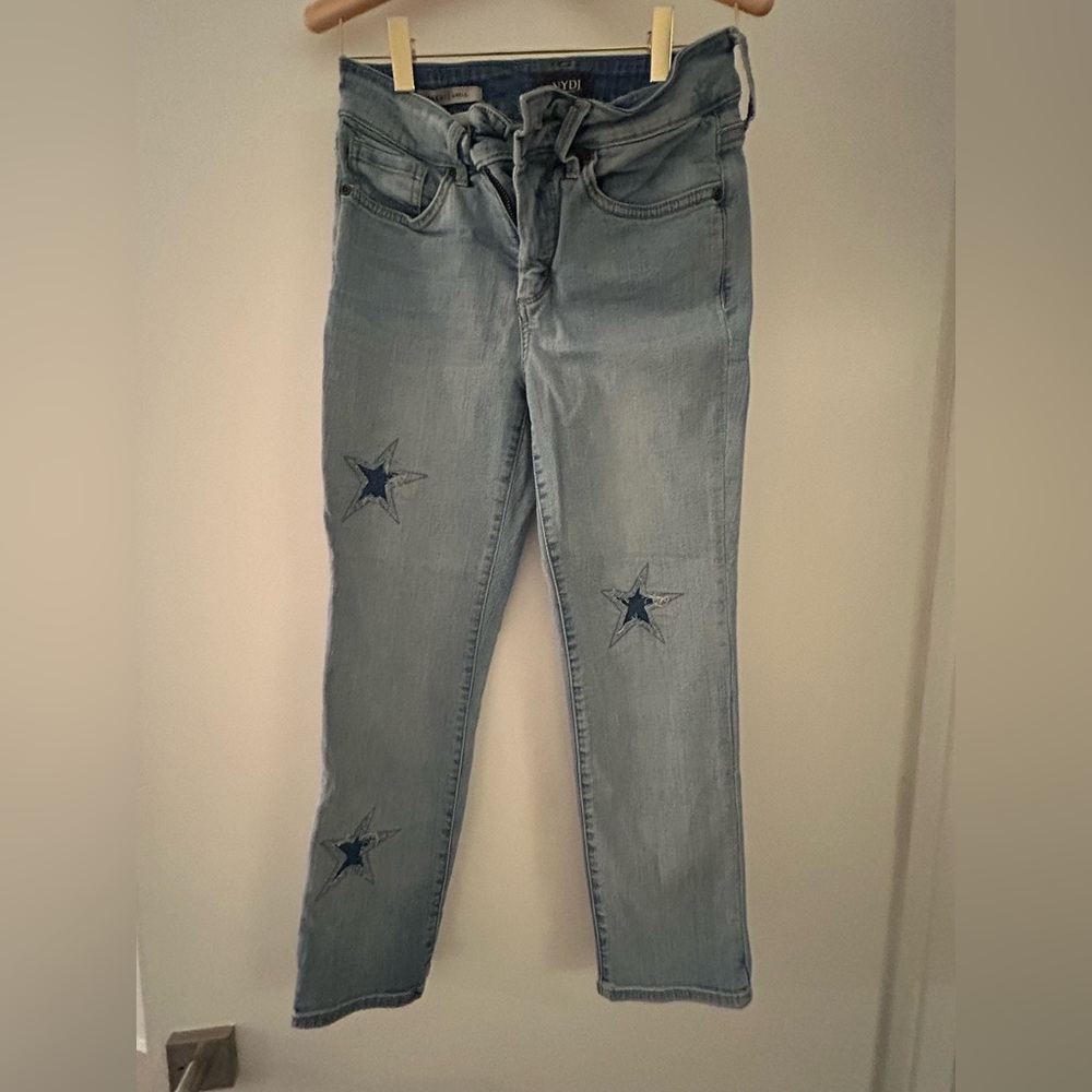 Women's Light Blue Star Embroidered Jeans NYDJ Sherri Ankle